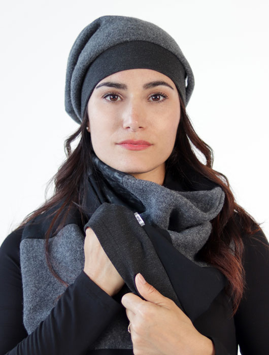 Bonnet ample en lainage gris