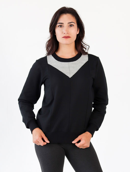 Chandail noir et crème et legging gris