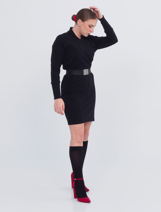 Robe ajustée noir à manches longues