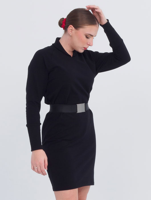 Robe ajustée noir à manches longues