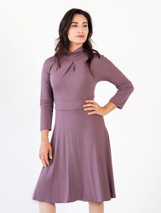 Robe vieux mauve à manches 3/4